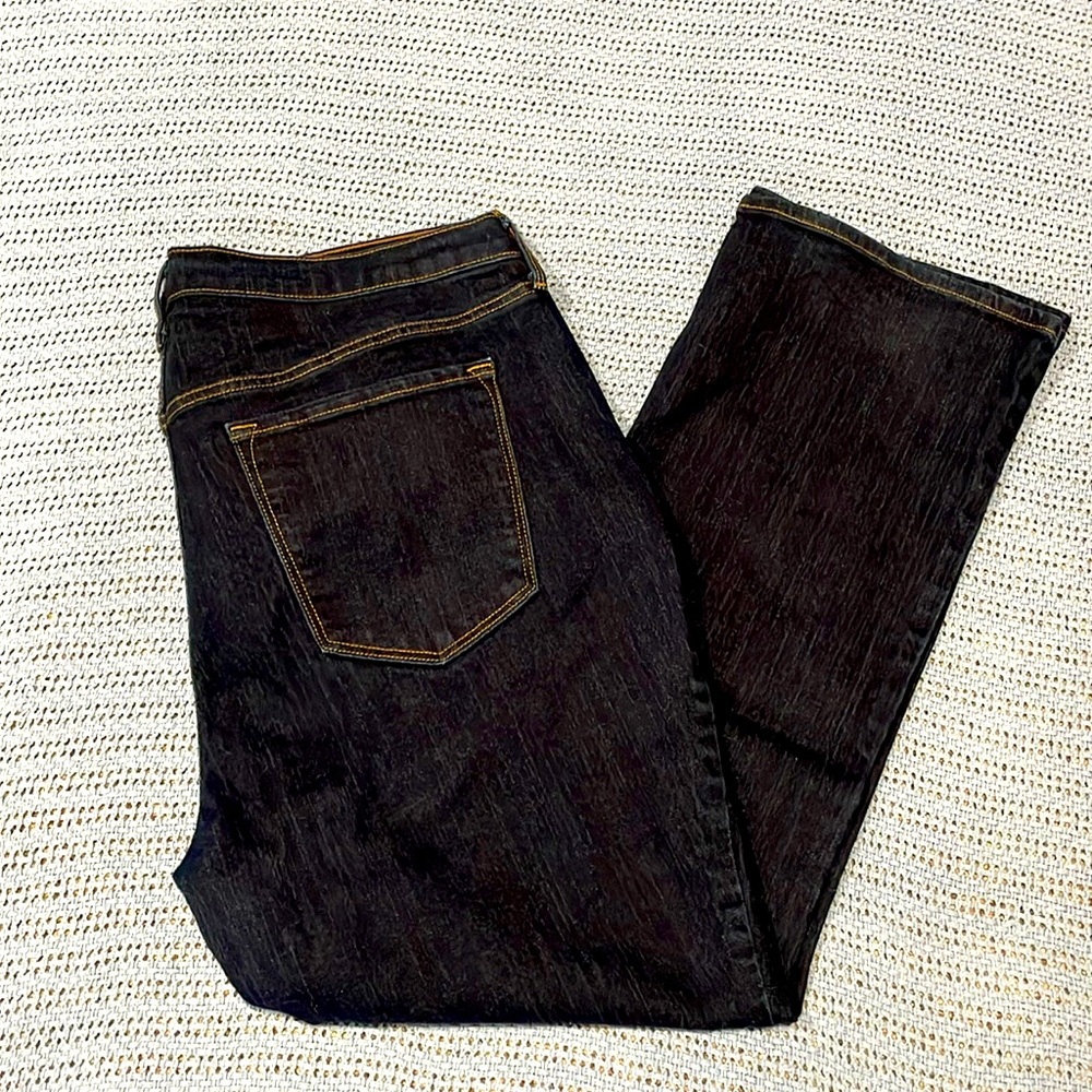 Old Navy Dark Wash Curvy Boot-Cut Five Pocket Jeans, size 18 short.